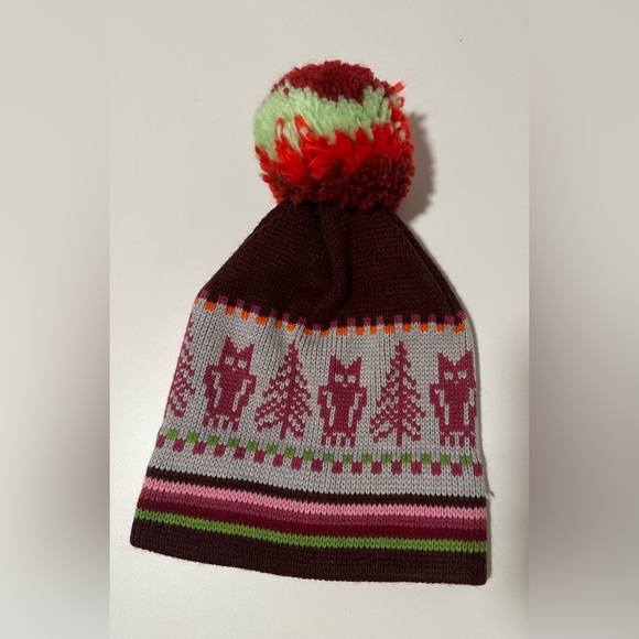 NWT Unbranded Beanie One Size Colorful Pom Pom Sharpie Mark on Label - Picture 4 of 10